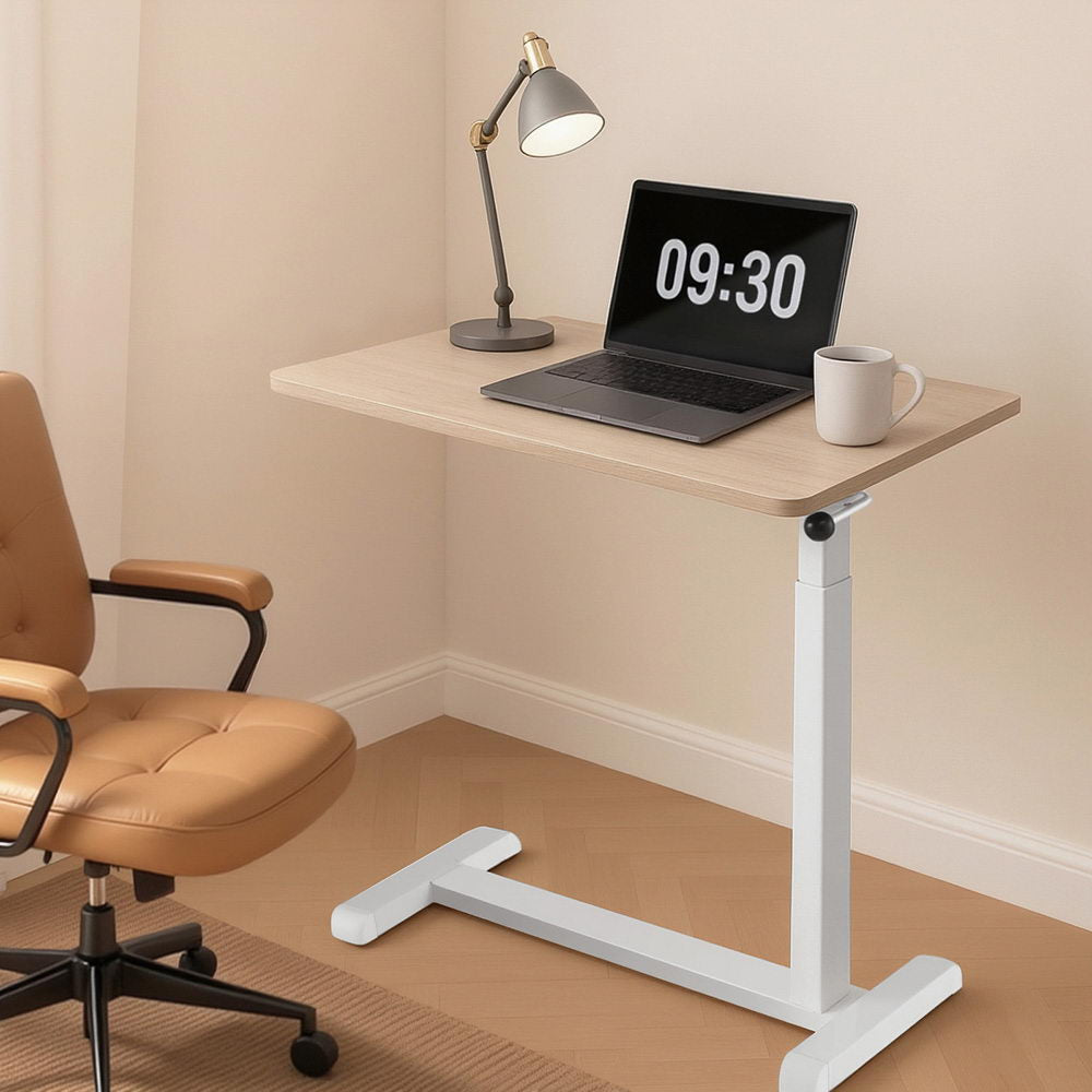 Mobile Workstation 70cm Laptop Desk Height Adjustable Oak/White
