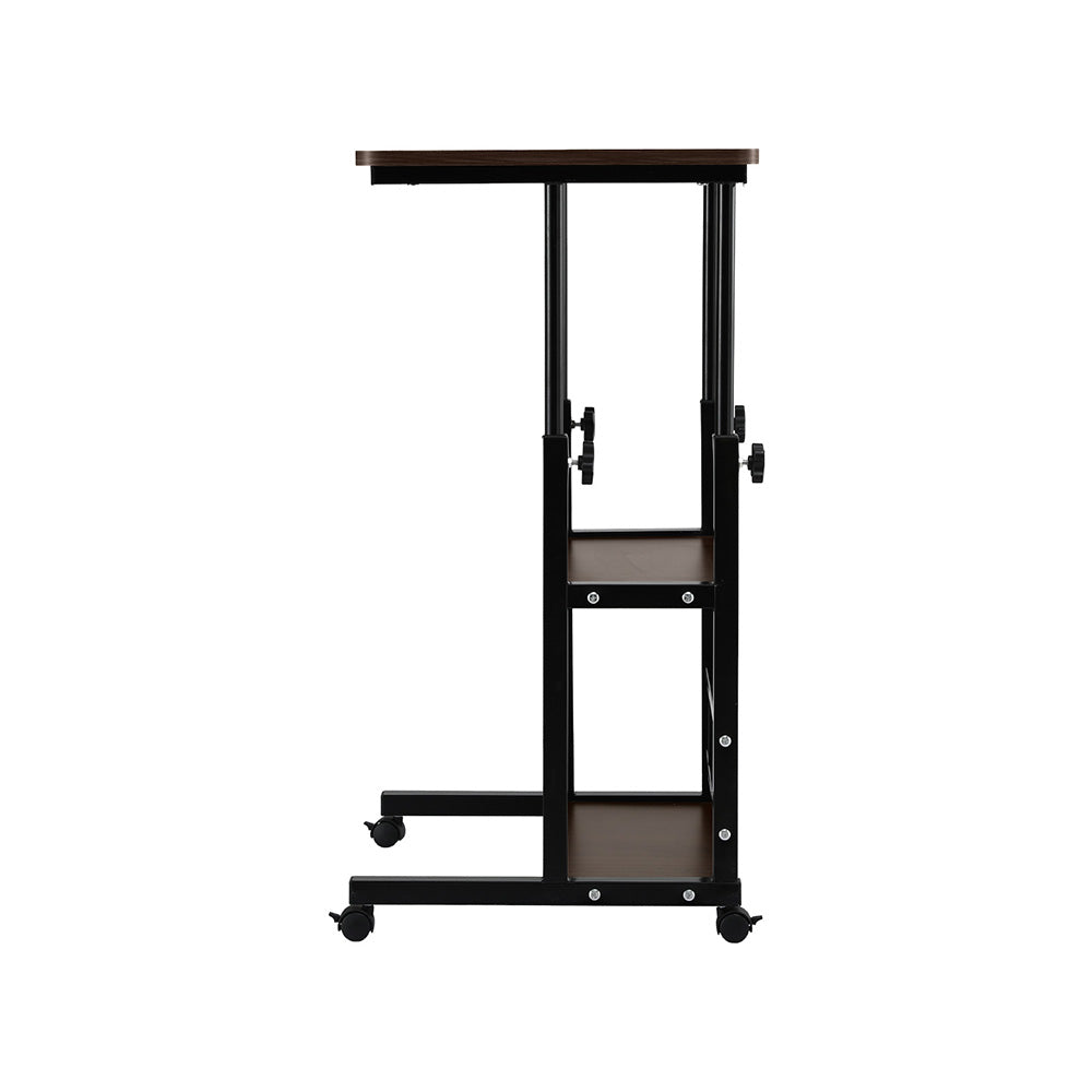 Mobile Laptop Desk Height Adjustable Workstation Walnut Black