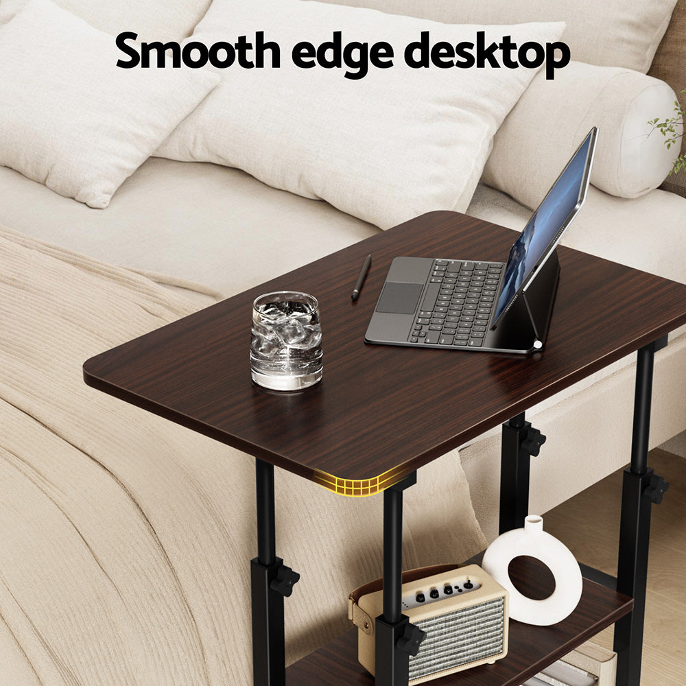 Mobile Laptop Desk Height Adjustable Workstation Walnut Black