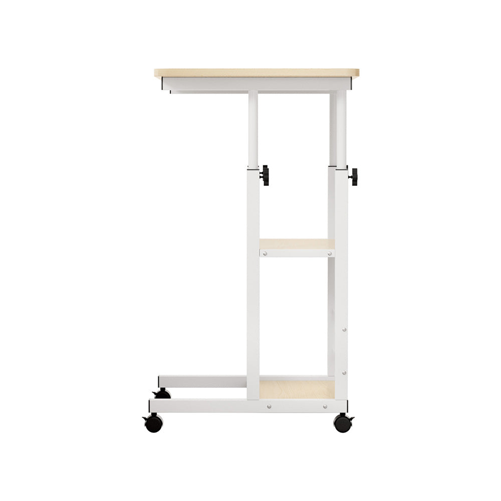 Mobile Workstation 60CM Laptop Desk Height Adjustable Oak/White