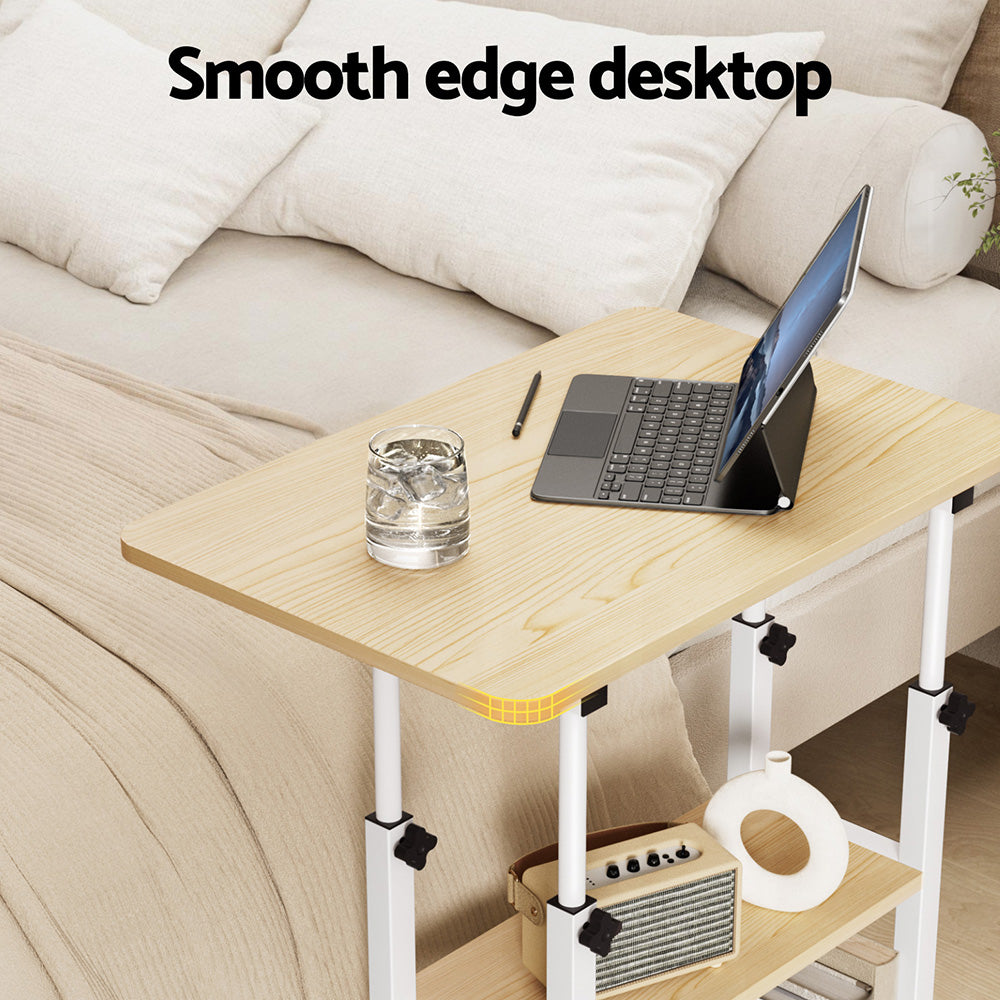Mobile Workstation 60CM Laptop Desk Height Adjustable Oak/White