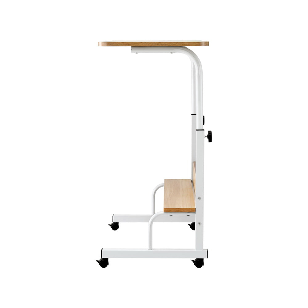 Portable Sit-Stand Laptop Desk 80CM Height Adjustable Oak/White