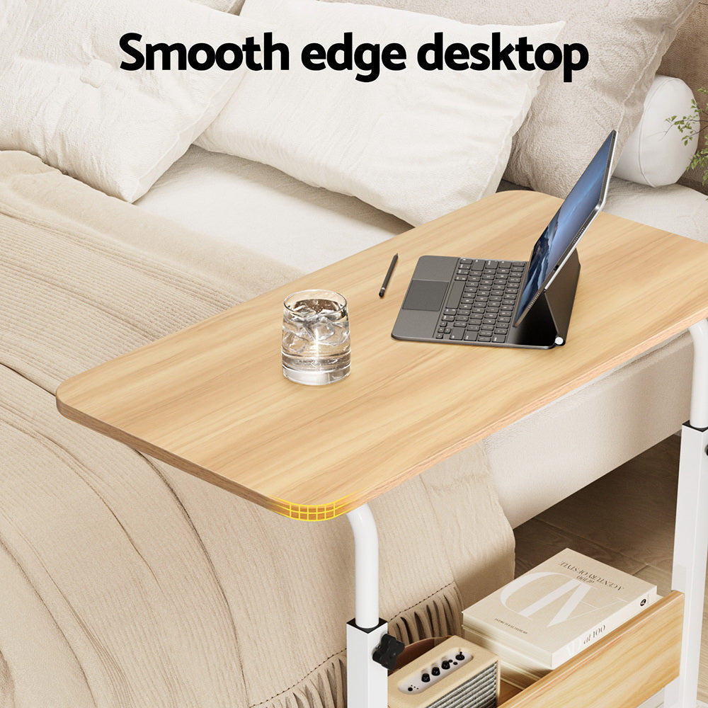 Portable Sit-Stand Laptop Desk 80CM Height Adjustable Oak/White