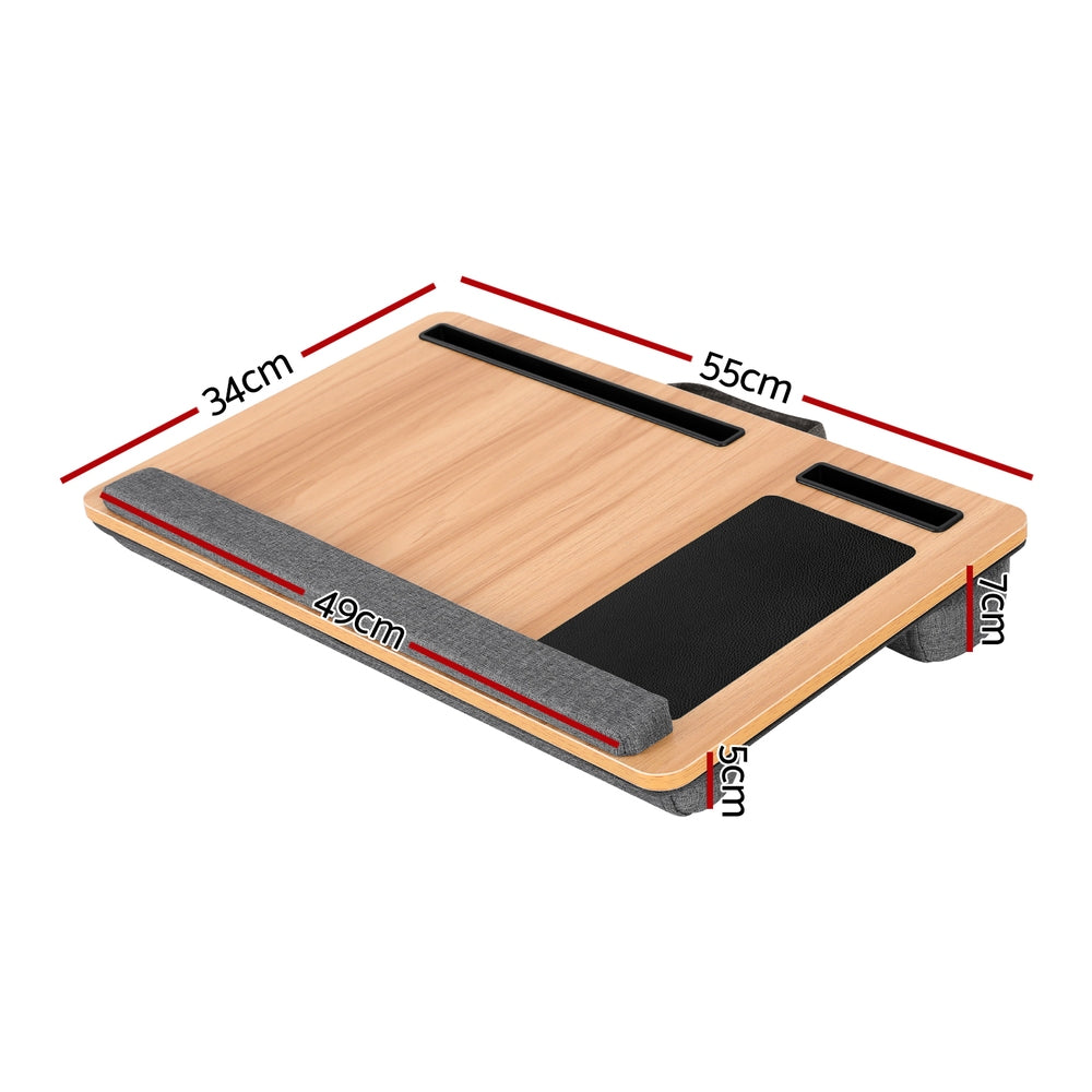 Portable Lap Desk 55CM Laptop MDF Wrist Rest Phone Slot Mouse Pad Oak/Grey
