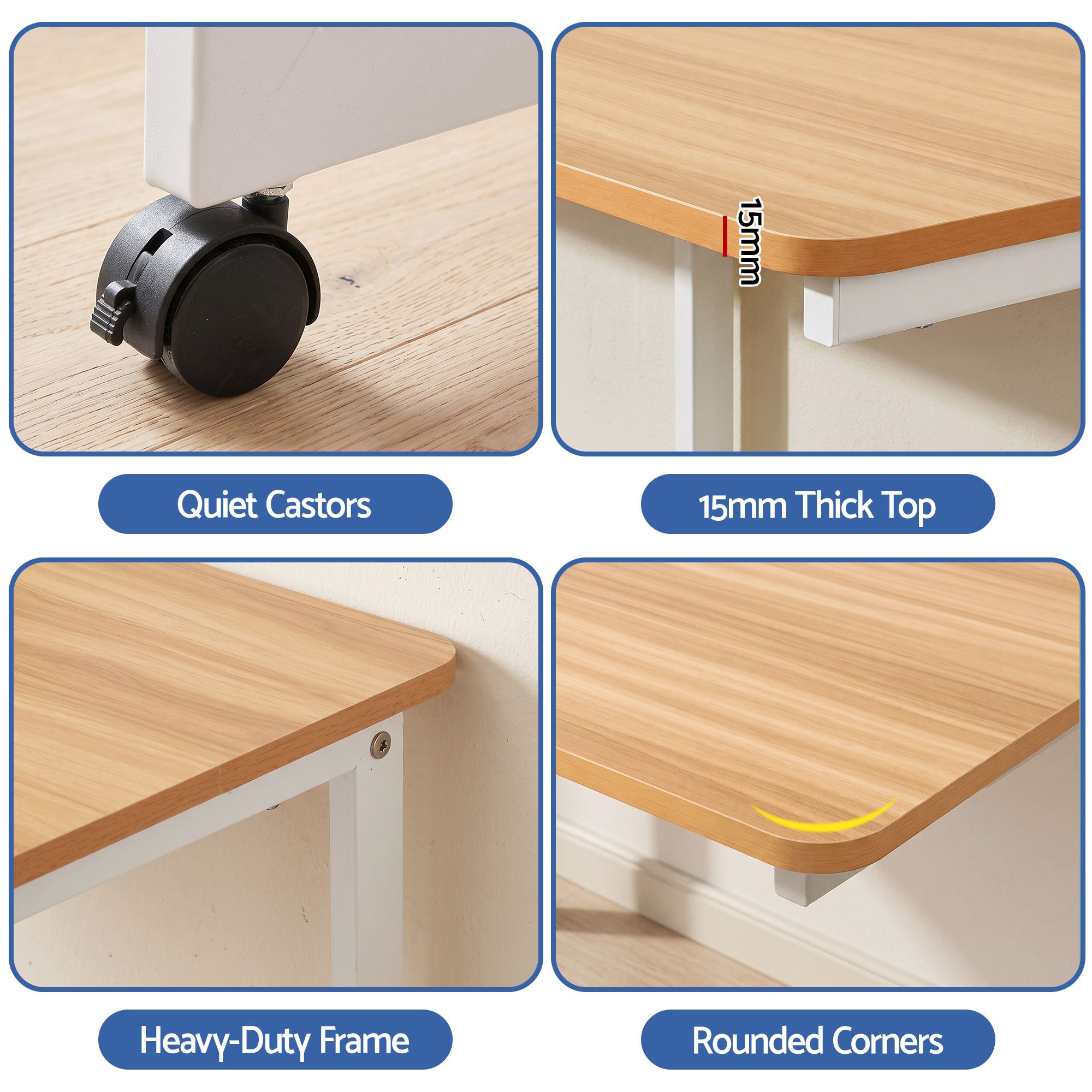 Artiss Mobile Laptop Desk Set 2-In-1 C-Shaped Nesting Table Oak