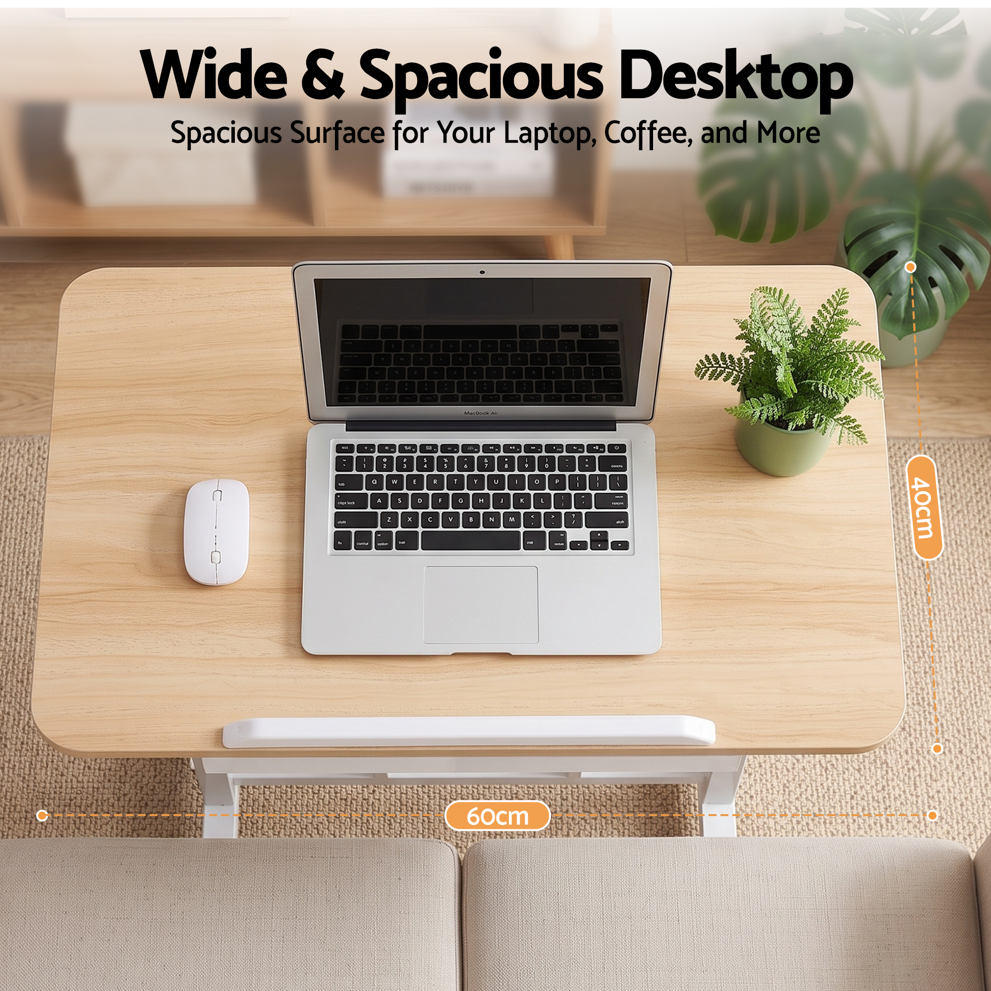 Artiss Adjustable Laptop Desk Mobile Bedside Table Hidden Storage Wood