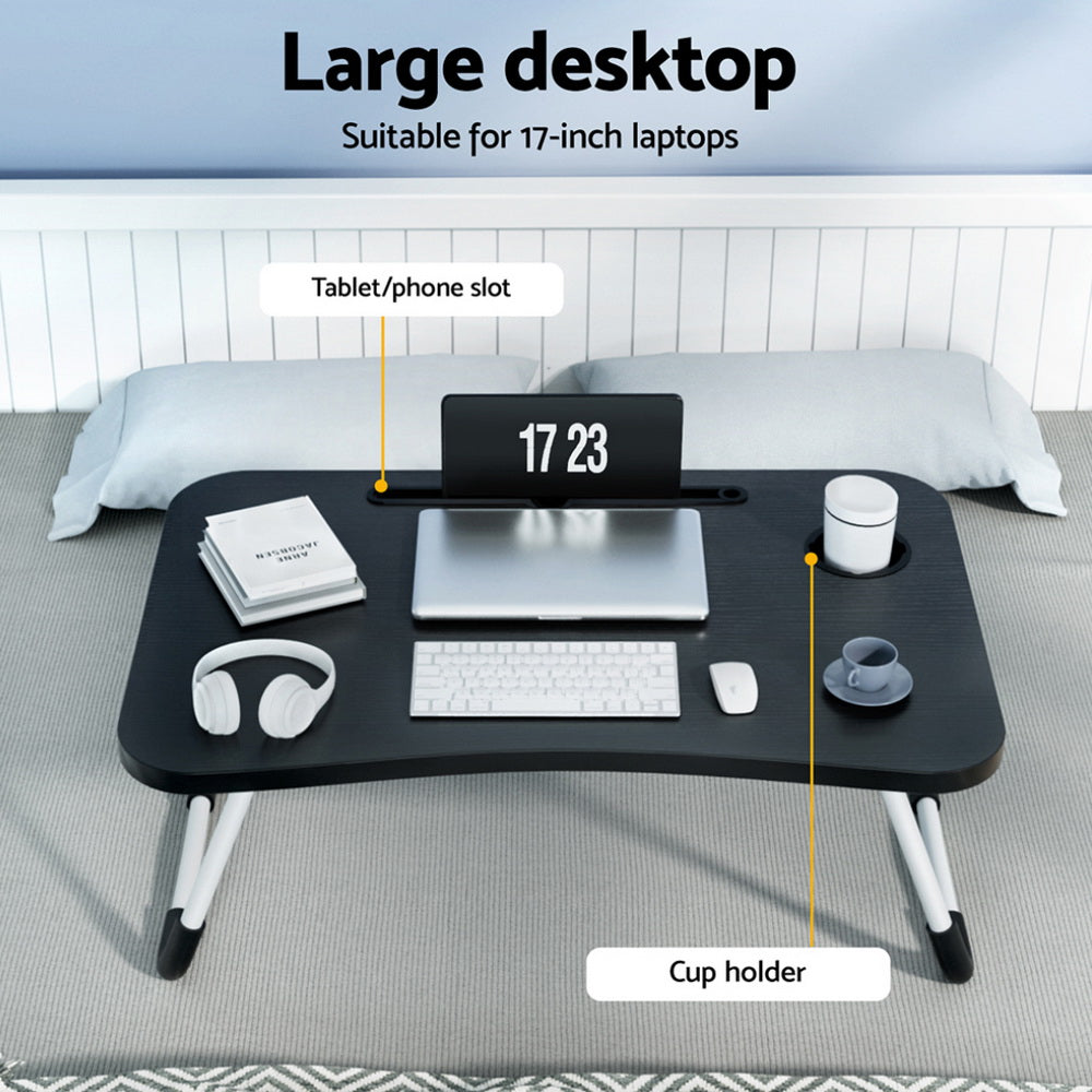 Artiss Foldable Laptop Desk Black Adjustable Portable Lap Tray