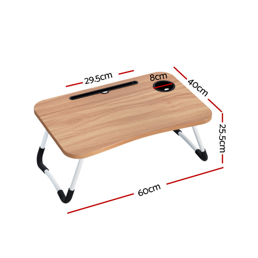Artiss Portable Foldable Laptop Desk Oak 17-Inch Adjustable Lap Tray