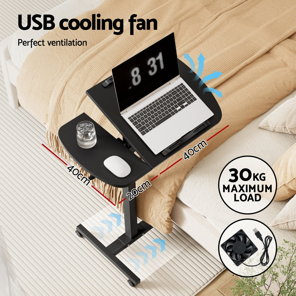 Artiss 60cm Laptop Desk Rotating Adjustable Stand USB Cooler Black
