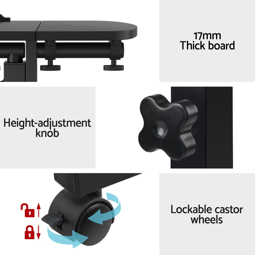 Artiss 60cm Laptop Desk Rotating Adjustable Stand USB Cooler Black