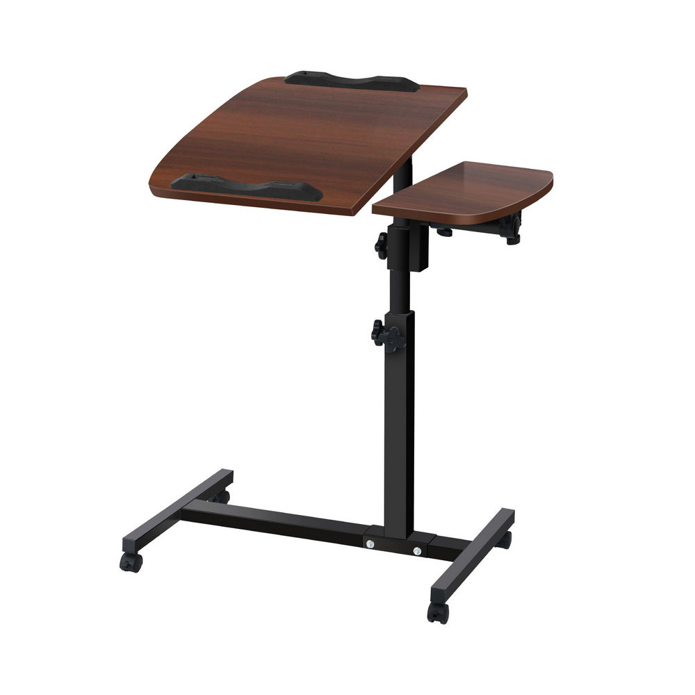 Artiss Mobile Laptop Desk with Adjustable Height 60cm Walnut