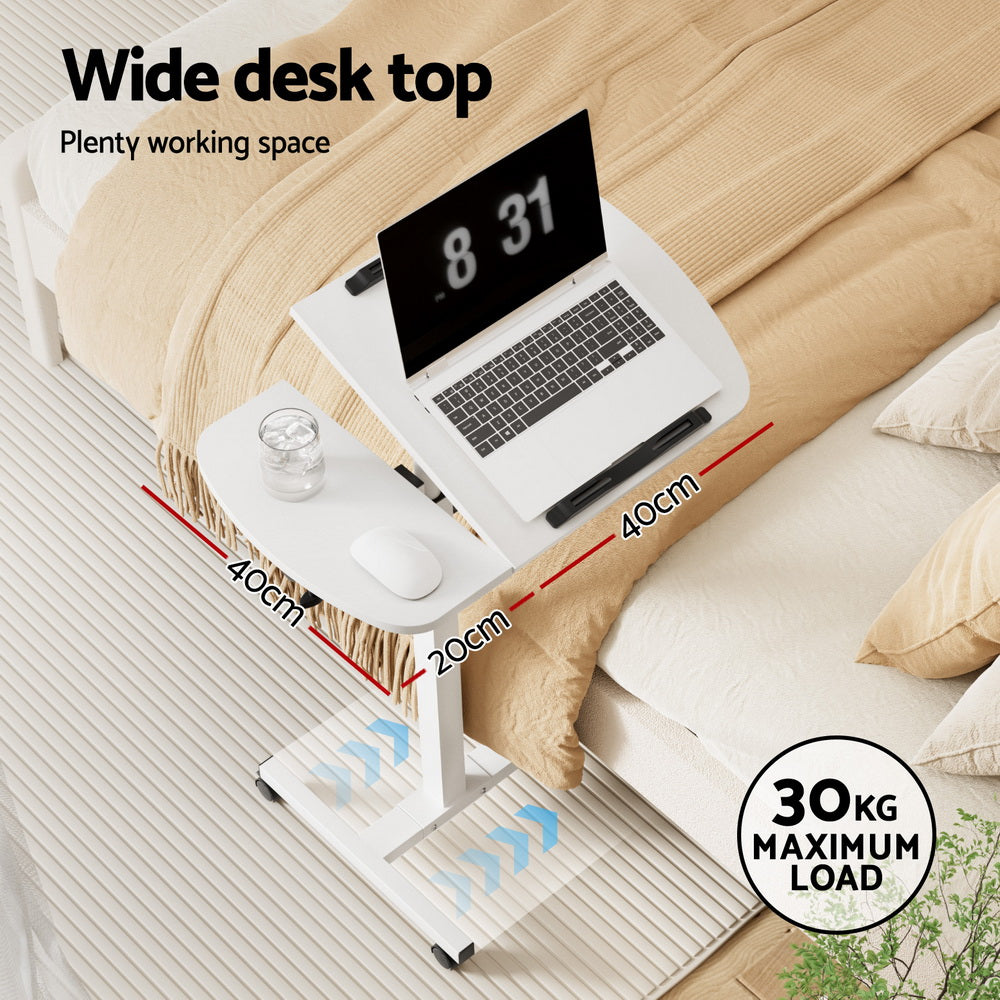 Mobile Laptop Desk 60CM White Fan Cooling Adjustable