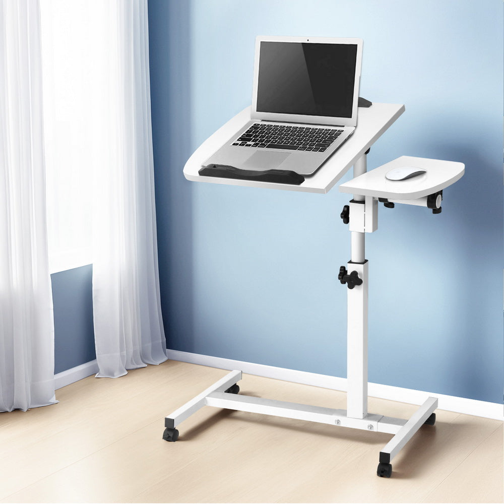 Mobile Laptop Desk 60CM White Fan Cooling Adjustable