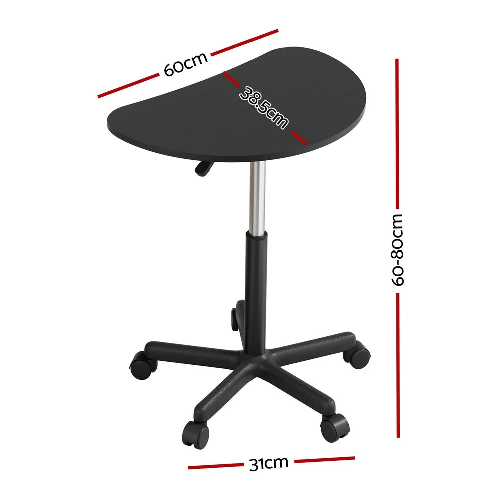 Artiss 60cm Portable Laptop Desk Height Adjustable Black Caster Wheels