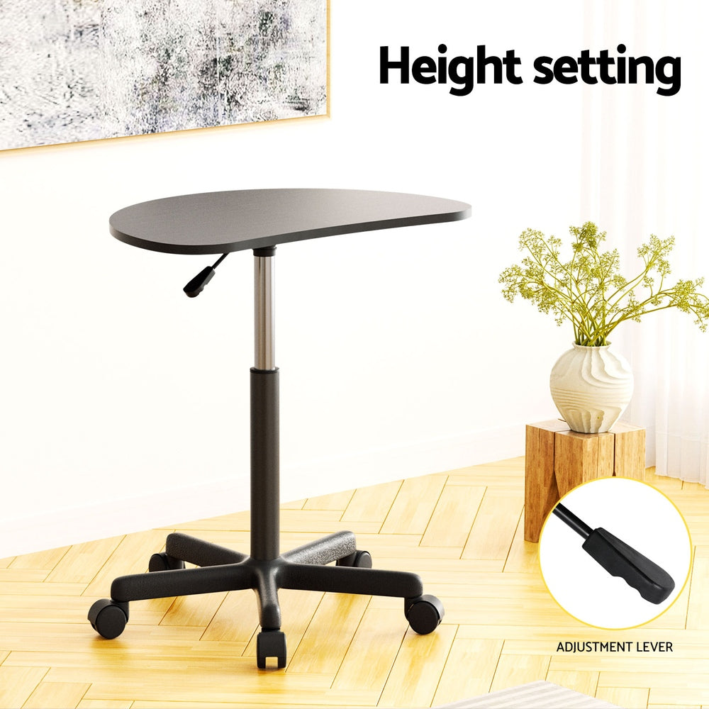 Artiss 60cm Portable Laptop Desk Height Adjustable Black Caster Wheels