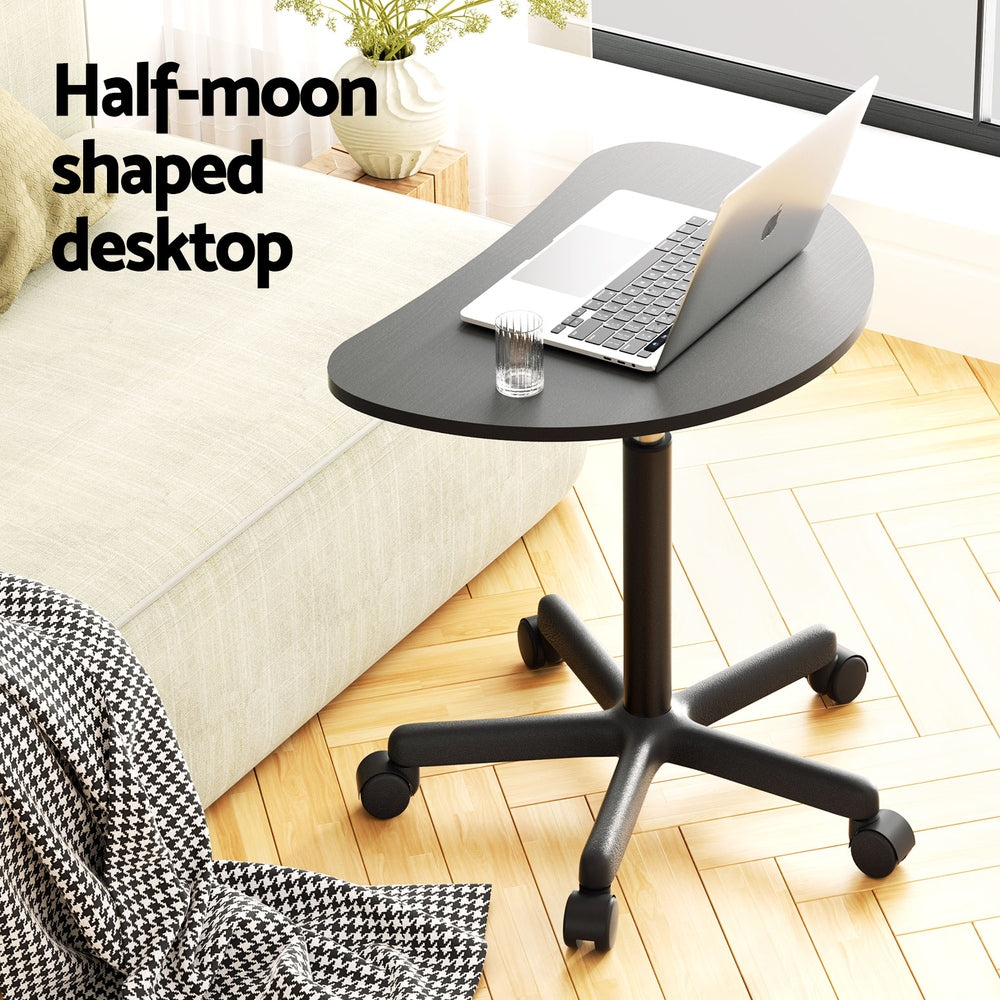 Artiss 60cm Portable Laptop Desk Height Adjustable Black Caster Wheels