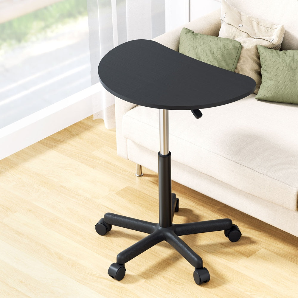 Artiss 60cm Portable Laptop Desk Height Adjustable Black Caster Wheels