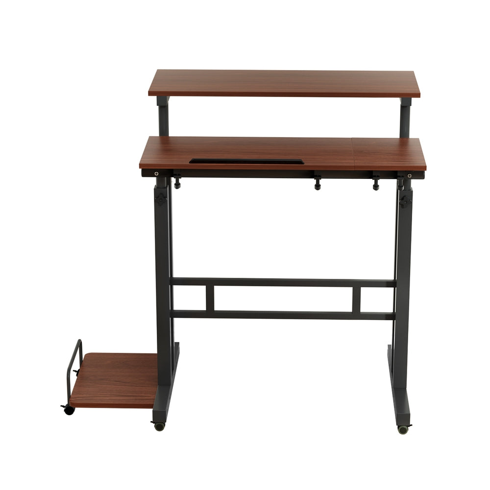 Mobile Twin 80CM Laptop Desk Adjustable Dark Wood