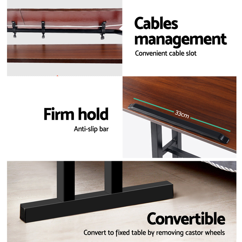 Mobile Twin 80CM Laptop Desk Adjustable Dark Wood