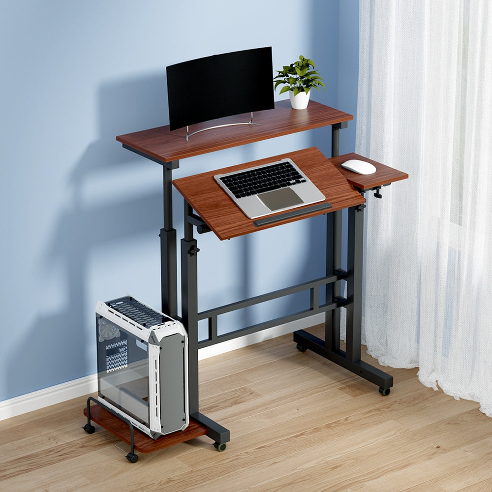 Mobile Twin 80CM Laptop Desk Adjustable Dark Wood