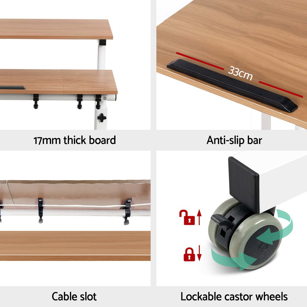 Adjustable Mobile Laptop Desk 80CM Light Wood