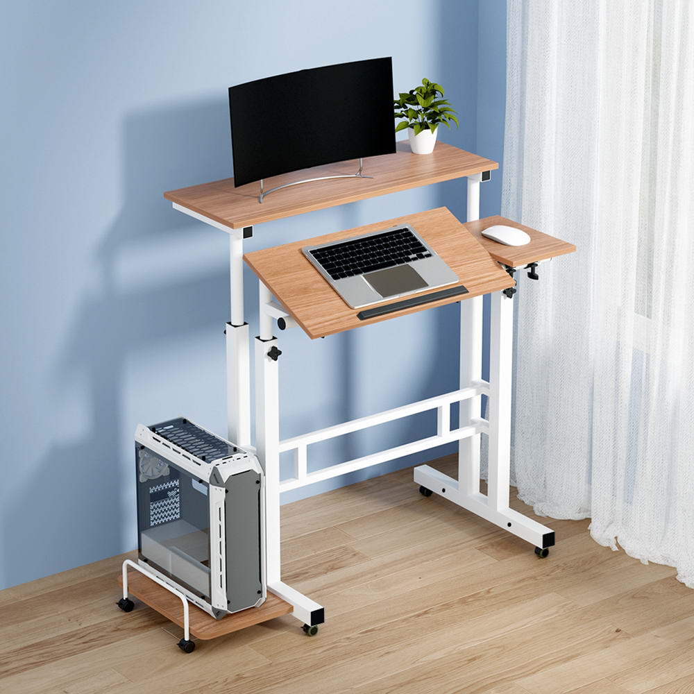Adjustable Mobile Laptop Desk 80CM Light Wood