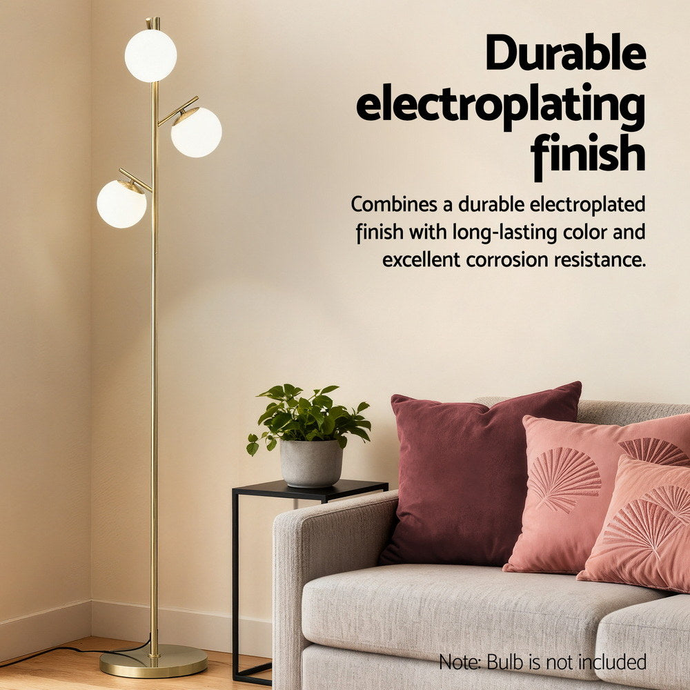Artiss 3-Light Tree Floor Lamp 165cm Tall Standing Light with Sphere Glass Shades for Modern Homes