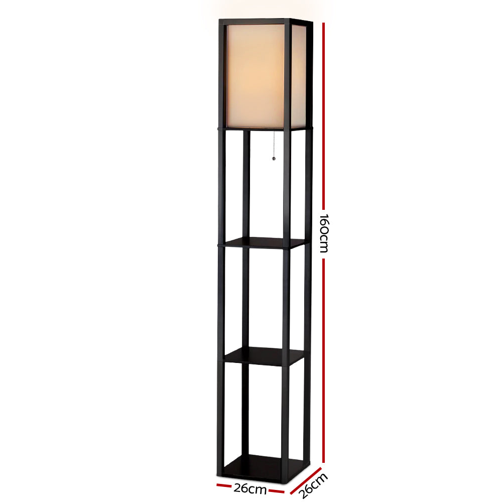 Vintage Black Shelf Floor Lamp 3-Tier LED Light Stand