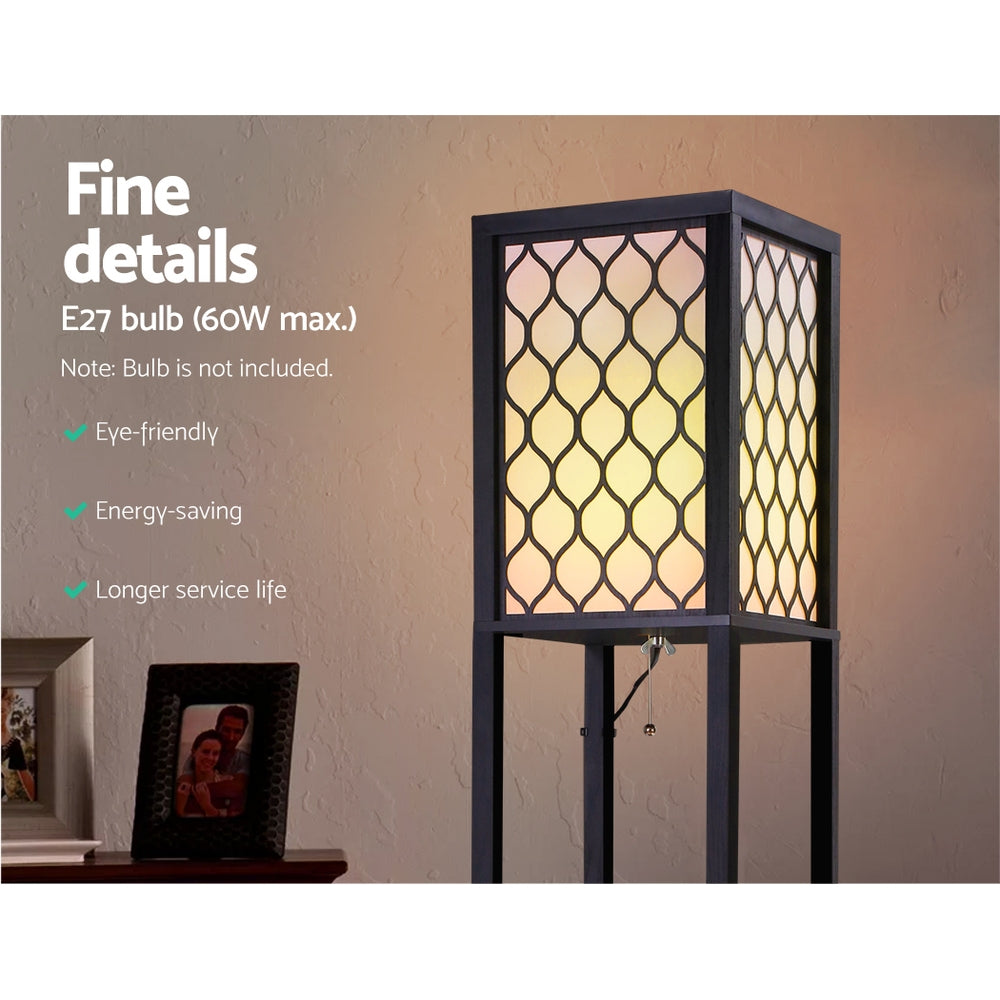 Artiss Black Shelf Floor Lamp LED Light Stand 3-Tier Storage