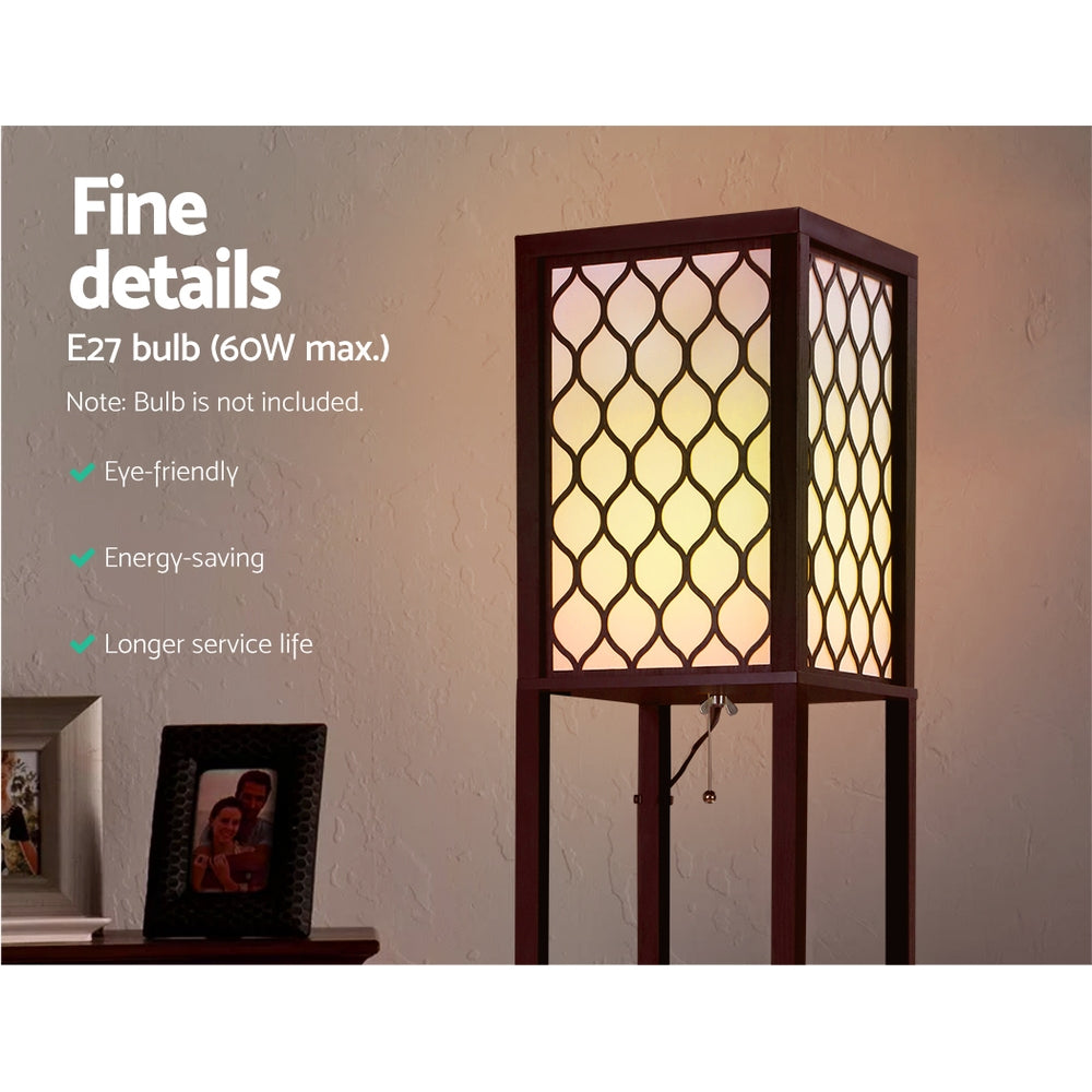 Artiss 3-Tier Shelf Floor Lamp LED Light Stand Brown