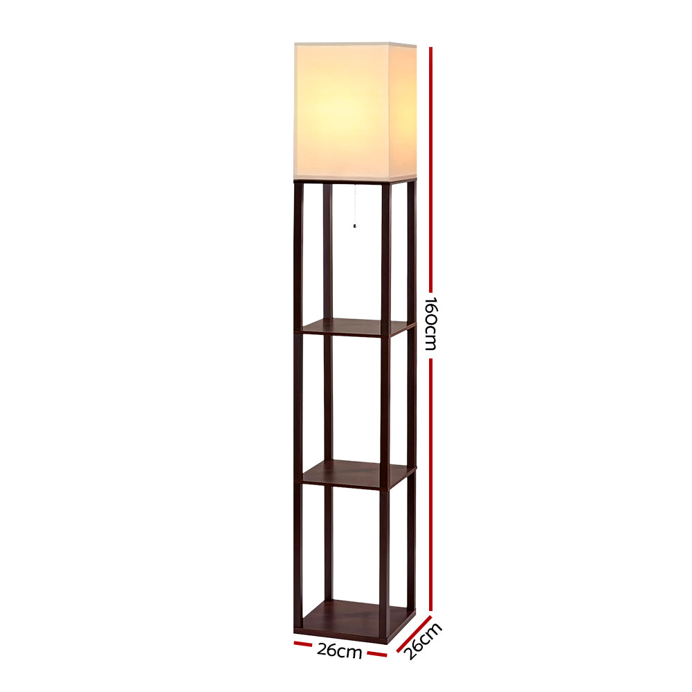 Vintage White Floor Lamp 3-Tier Shelf LED Light Stand