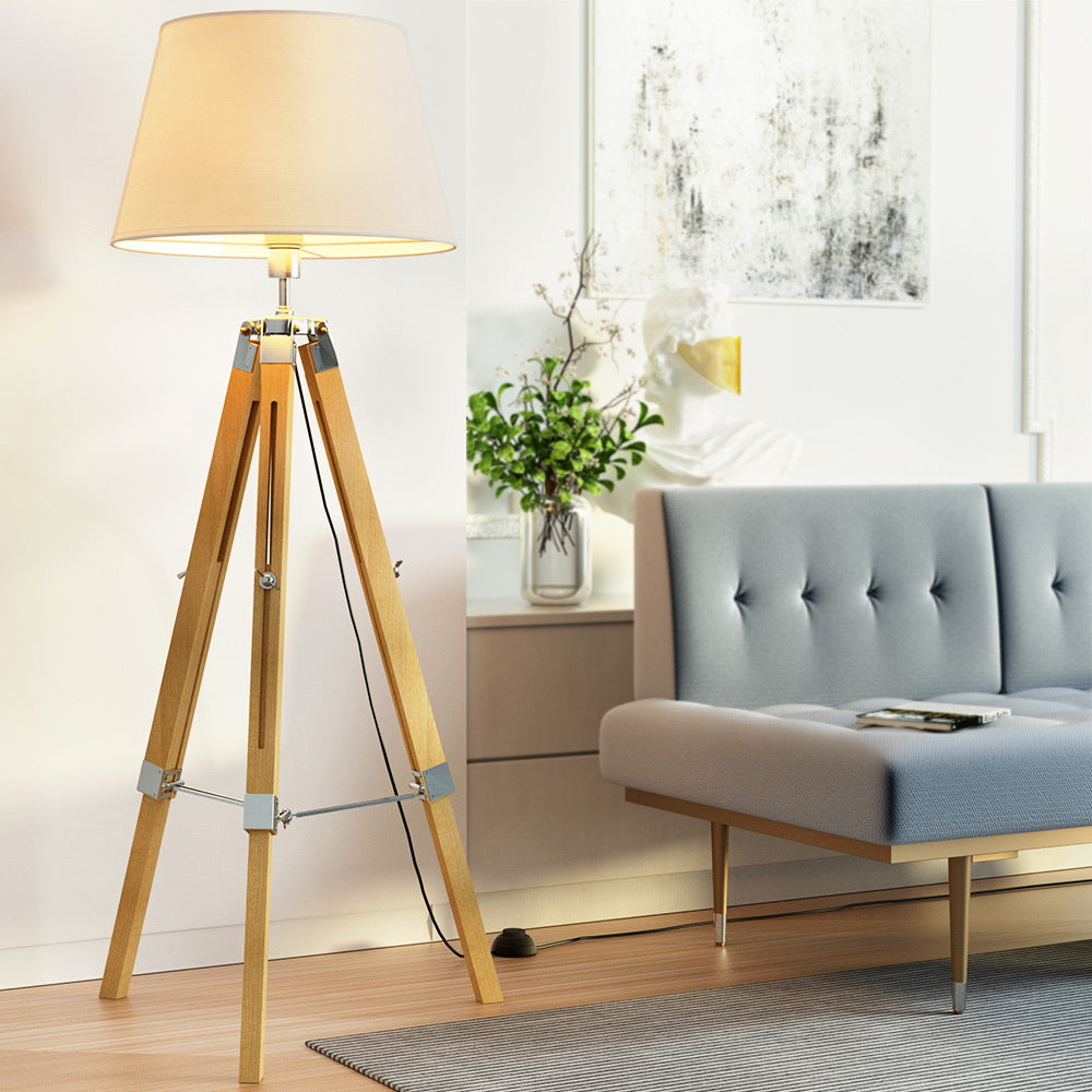 Artiss Adjustable Tripod Floor Lamp LED Bamboo Finish