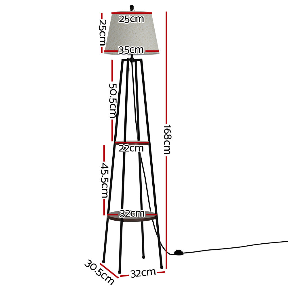 Artiss Black Shelf Floor Lamp LED Light Stand
