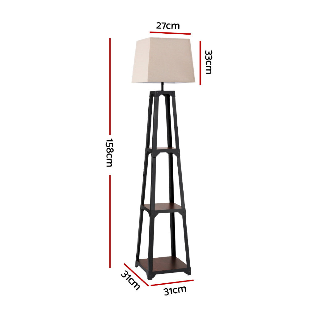 Vintage White Floor Lamp 3-Tier Shelf LED Light Stand