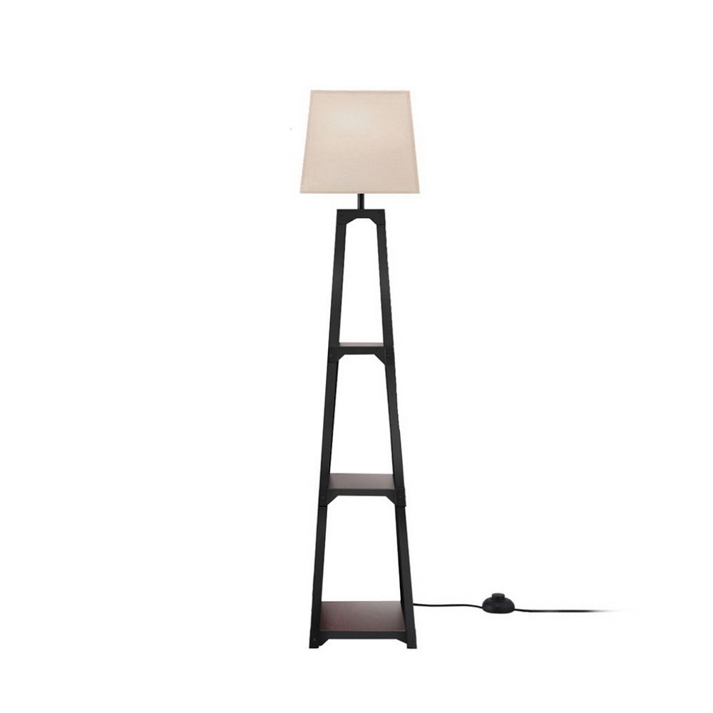 Vintage White Floor Lamp 3-Tier Shelf LED Light Stand