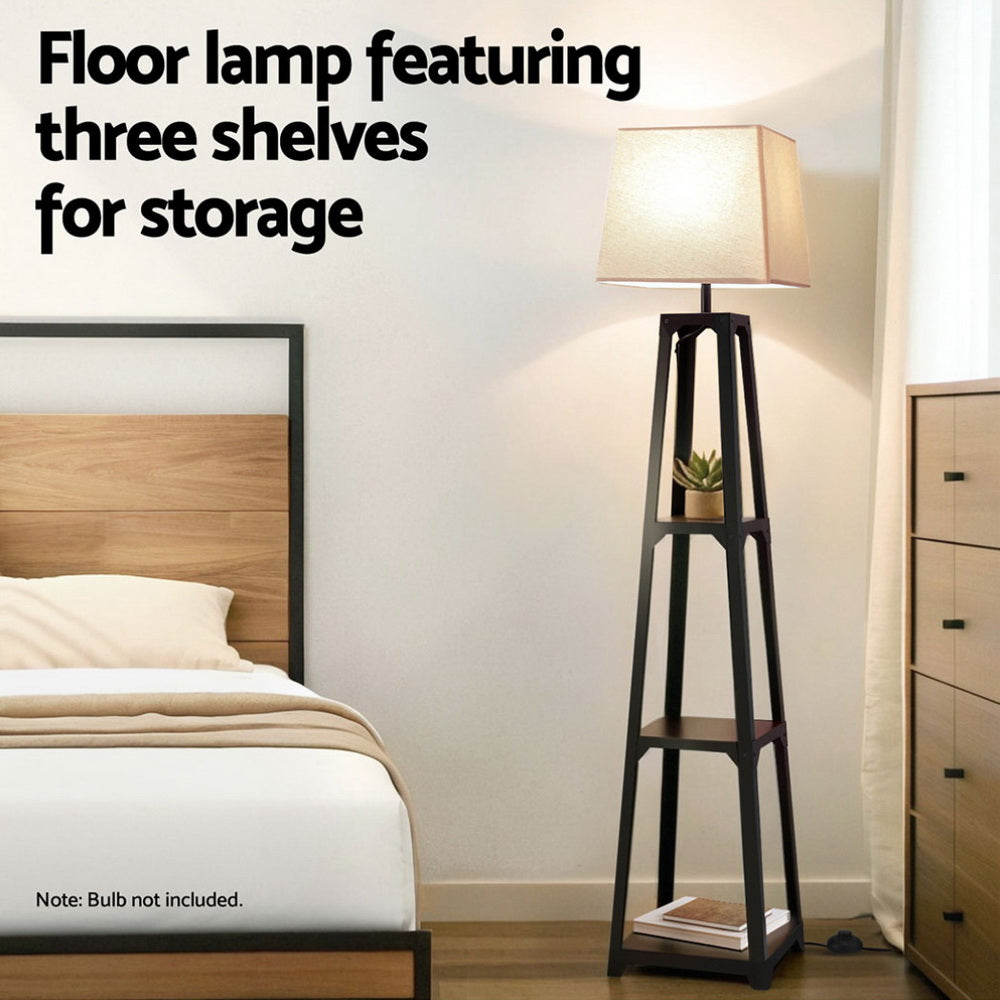 Vintage White Floor Lamp 3-Tier Shelf LED Light Stand
