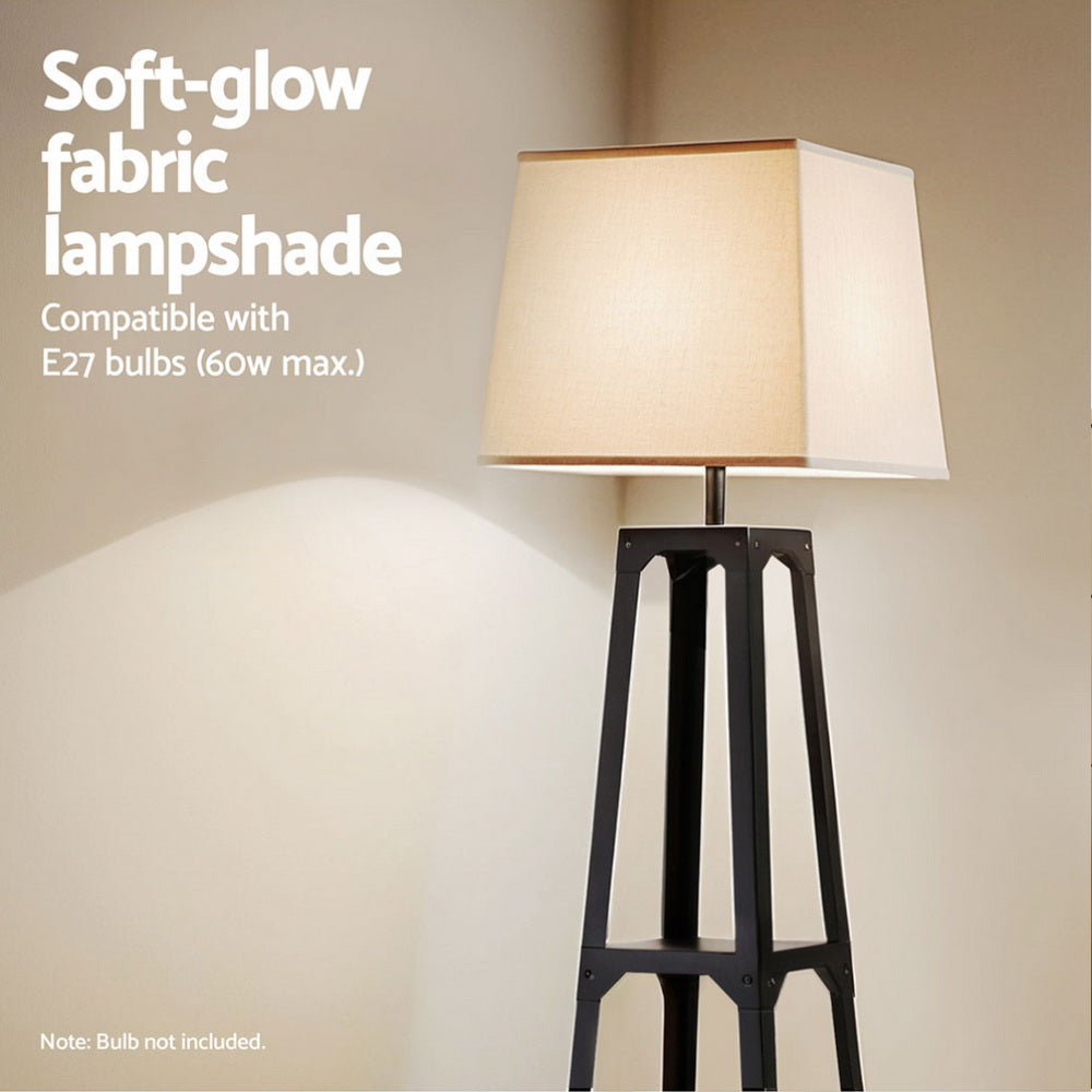 Vintage White Floor Lamp 3-Tier Shelf LED Light Stand