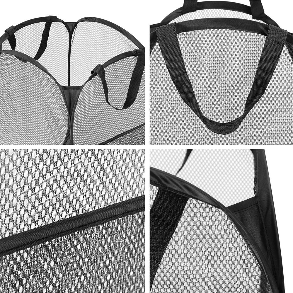 Artiss 2X Laundry Basket Hamper Foldable Black
