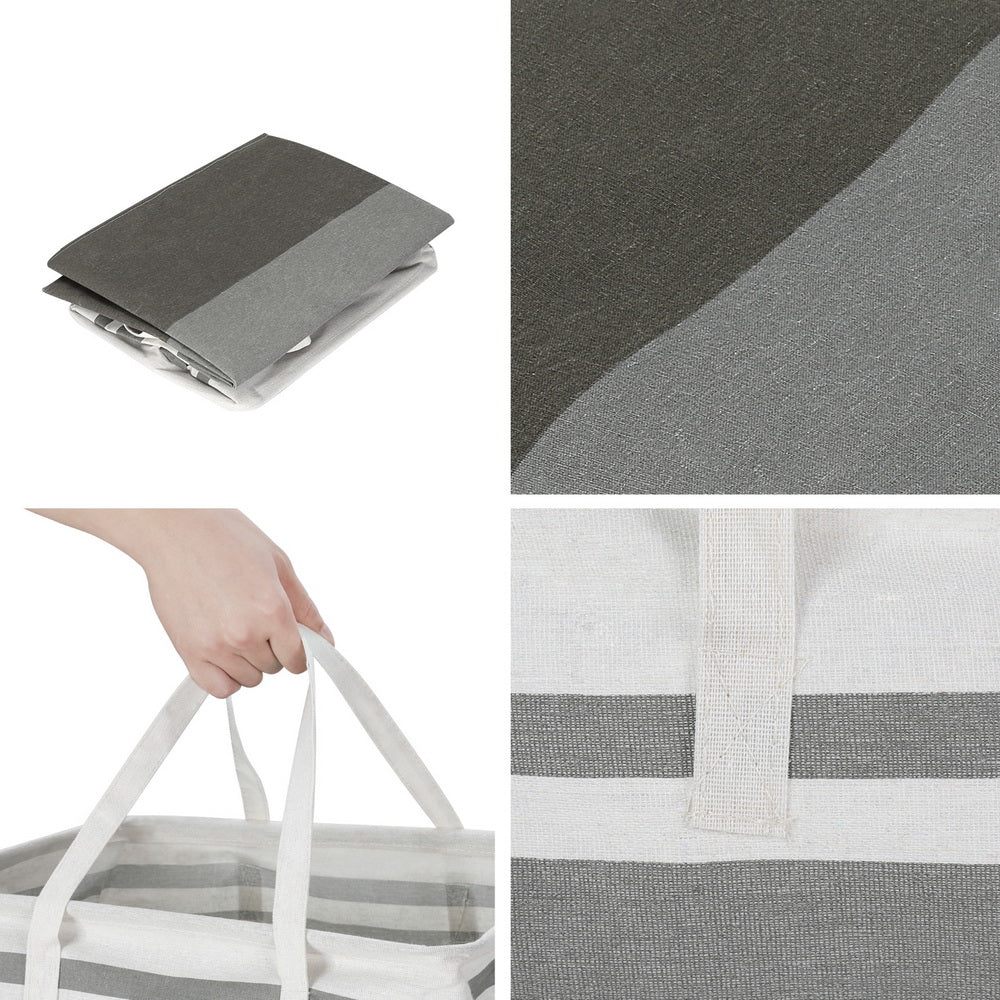 Artiss Foldable Laundry Hampers Grey White Set of 2