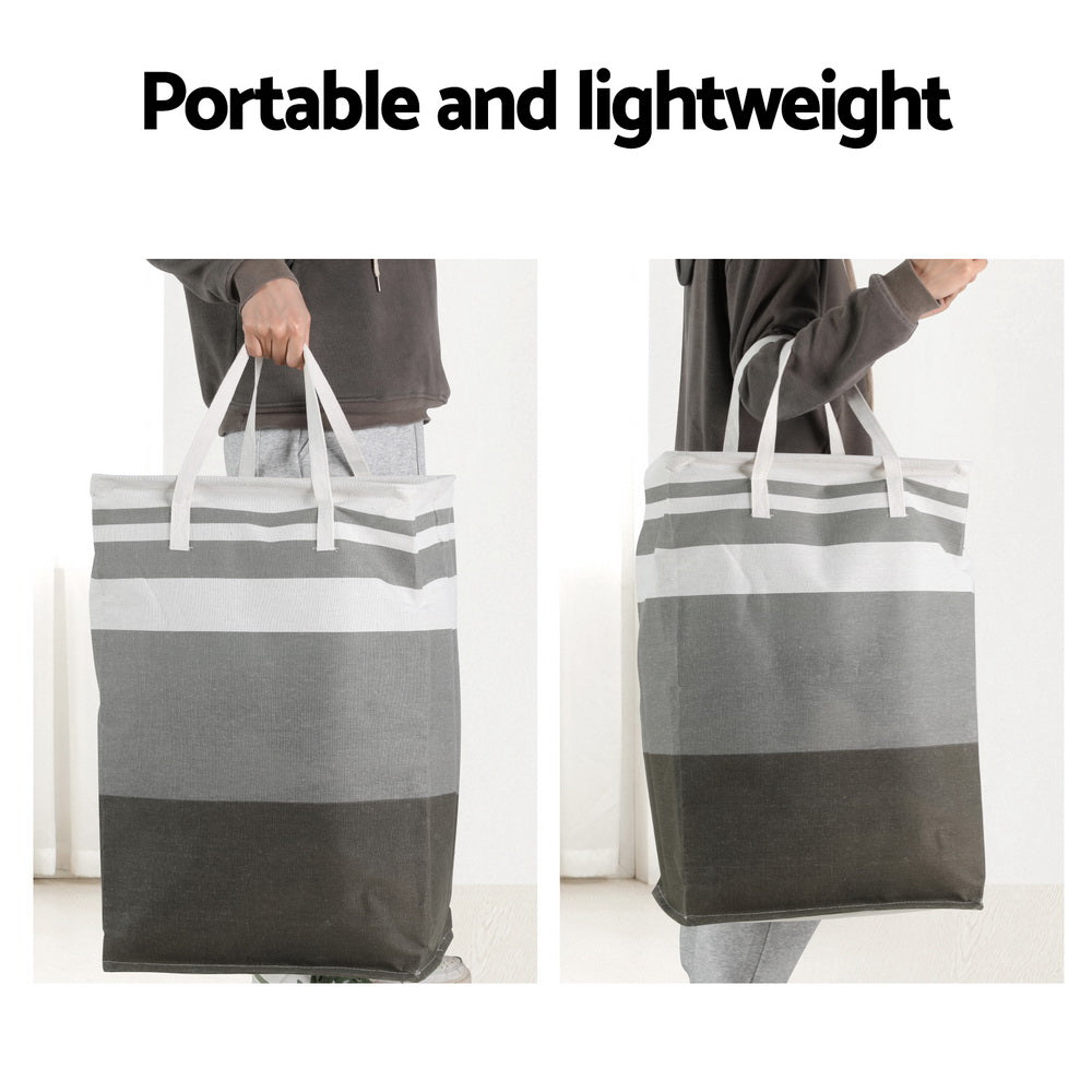 Artiss Foldable Laundry Hampers Grey White Set of 2
