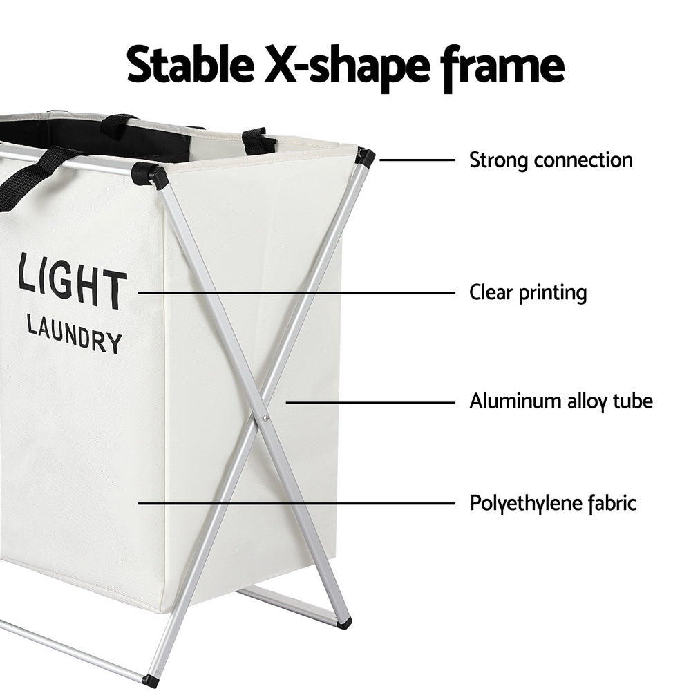 Artiss Large Foldable Laundry Basket 2 Sections Black/White