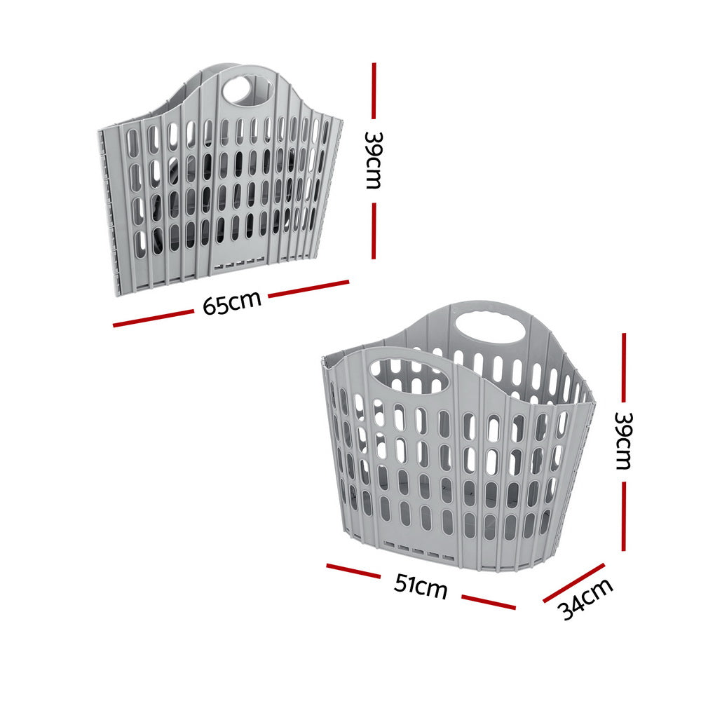 Artiss Large Foldable Laundry Basket Grey Plastic