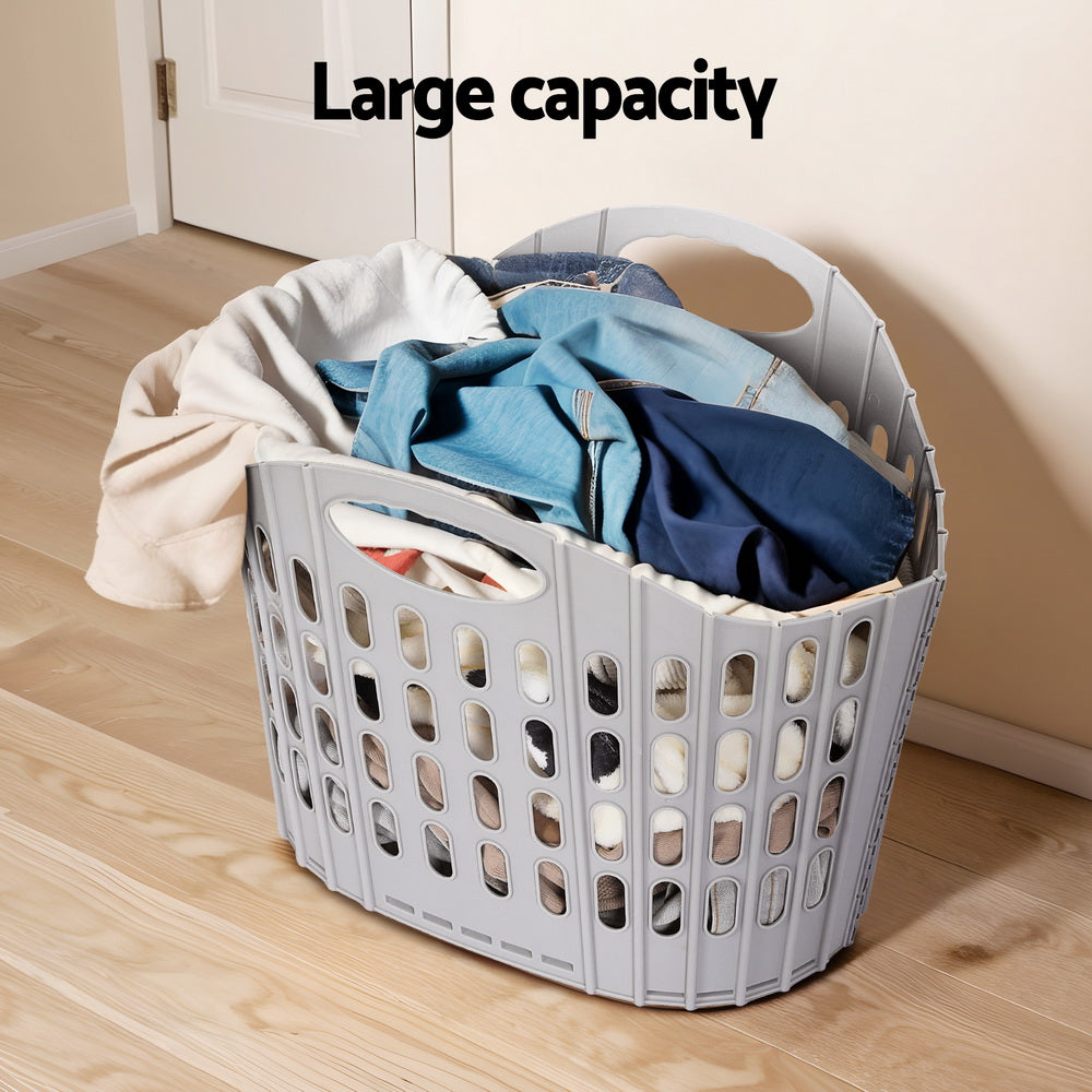 Artiss Large Foldable Laundry Basket Grey Plastic