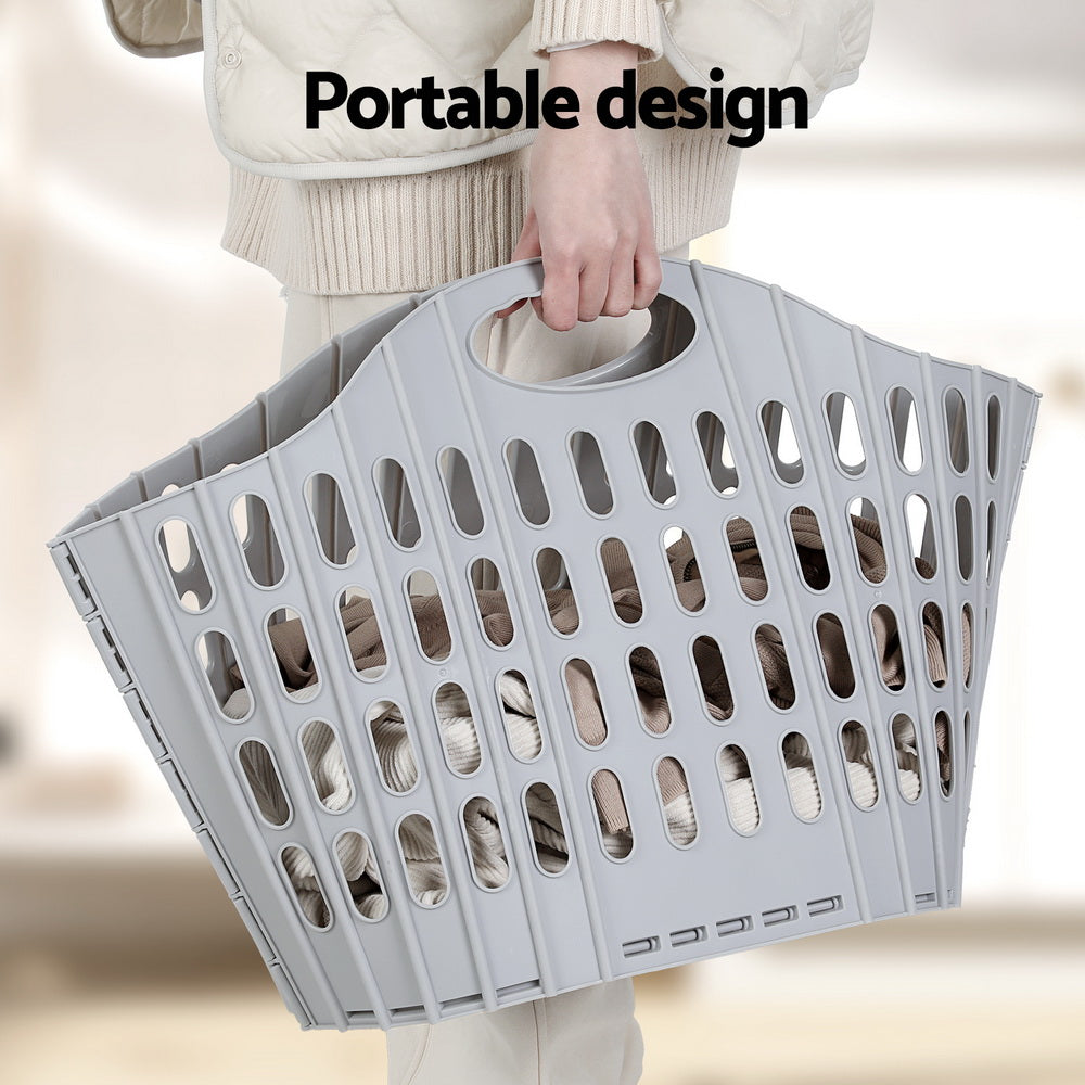 Artiss Large Foldable Laundry Basket Grey Plastic