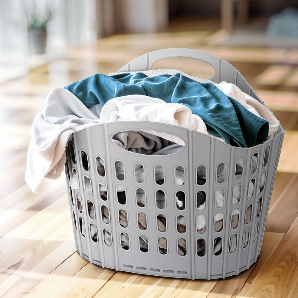 Artiss Large Foldable Laundry Basket Grey Plastic