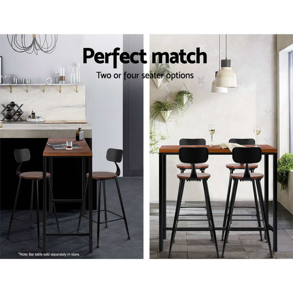 Alex 2x Bar Stools Vintage Metal Dark Brown Black