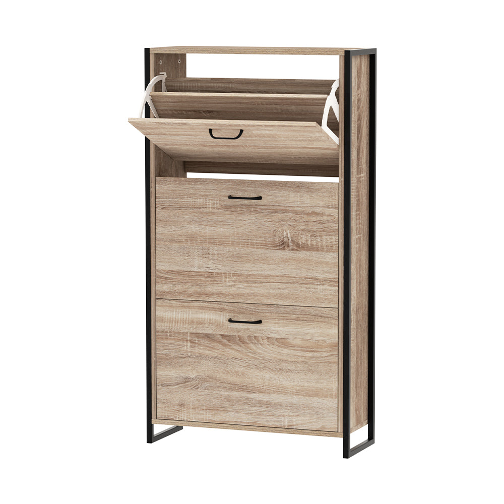 Tim Shoe Rack Cabinet Adjustable Shelves 24 Pairs Wood