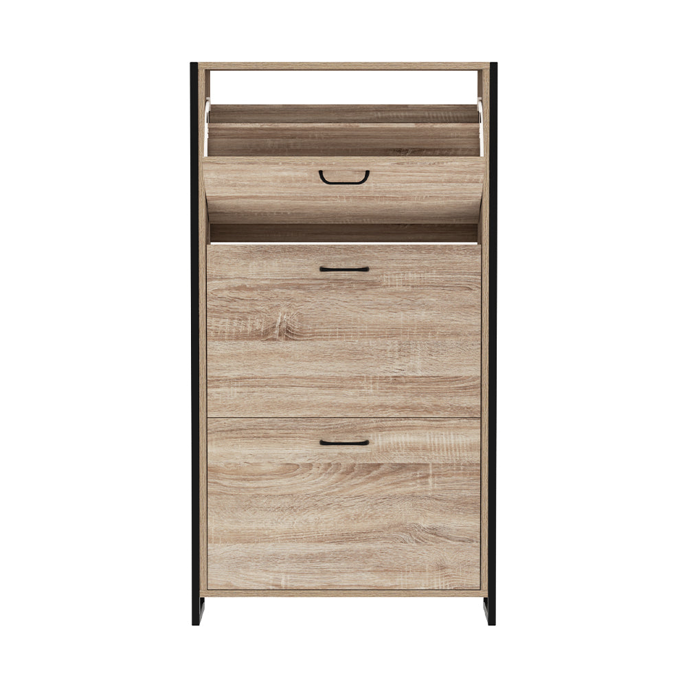 Tim Shoe Rack Cabinet Adjustable Shelves 24 Pairs Wood