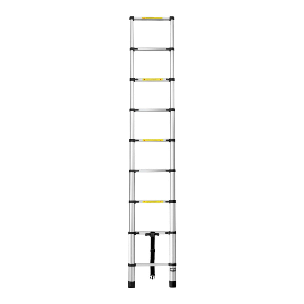 Giantz 2.6M Telescopic Ladder Aluminium Extension Adjustable Silver