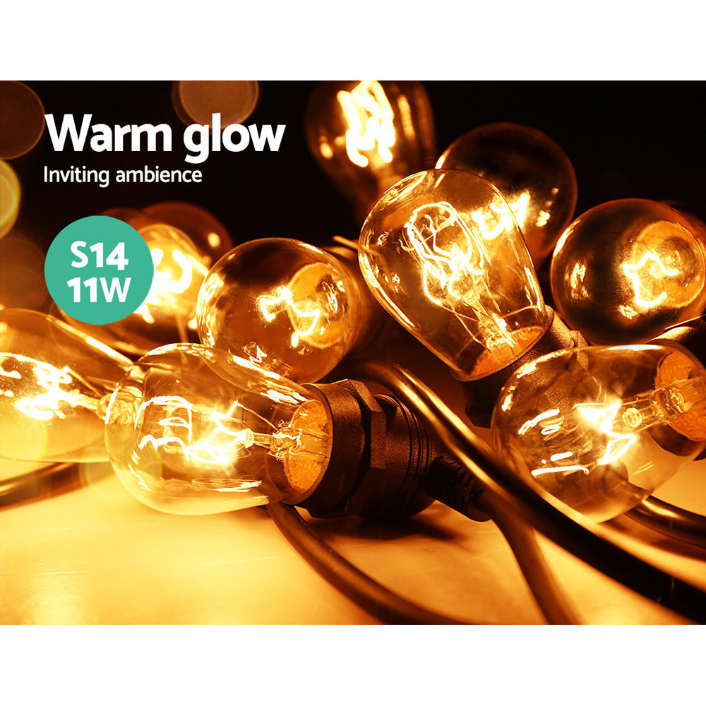 Jingle Jollys 38m LED Festoon String Lights Outdoor Waterproof Garden Decor